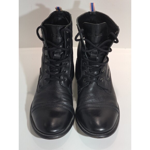 DIESEL Men\'s Black Leather  Boots Lace-Up Round Toe Size 9.5 main image 4